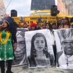 Sonia Guajajara, coordenadora da APIB, durante a marcha de protesto: “A luta pela Mãe Terra é a mãe de todas as lutas."