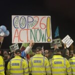 Uma das muitas manifestações na COP26, para pressionar governantes a tomarem atitudes