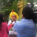 Liderança Bira, do povo Gavião, dá entrevista contando sobre a importância do encontro.