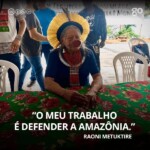 Líder caiapó Raoni Metuktire participa da mesa de abertura do evento “Amazônia: Centro do Mundo”.